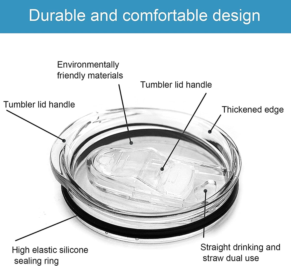 30 oz Tumbler Lid Replacement - Clear BPA-Free Drinkware Accessory
