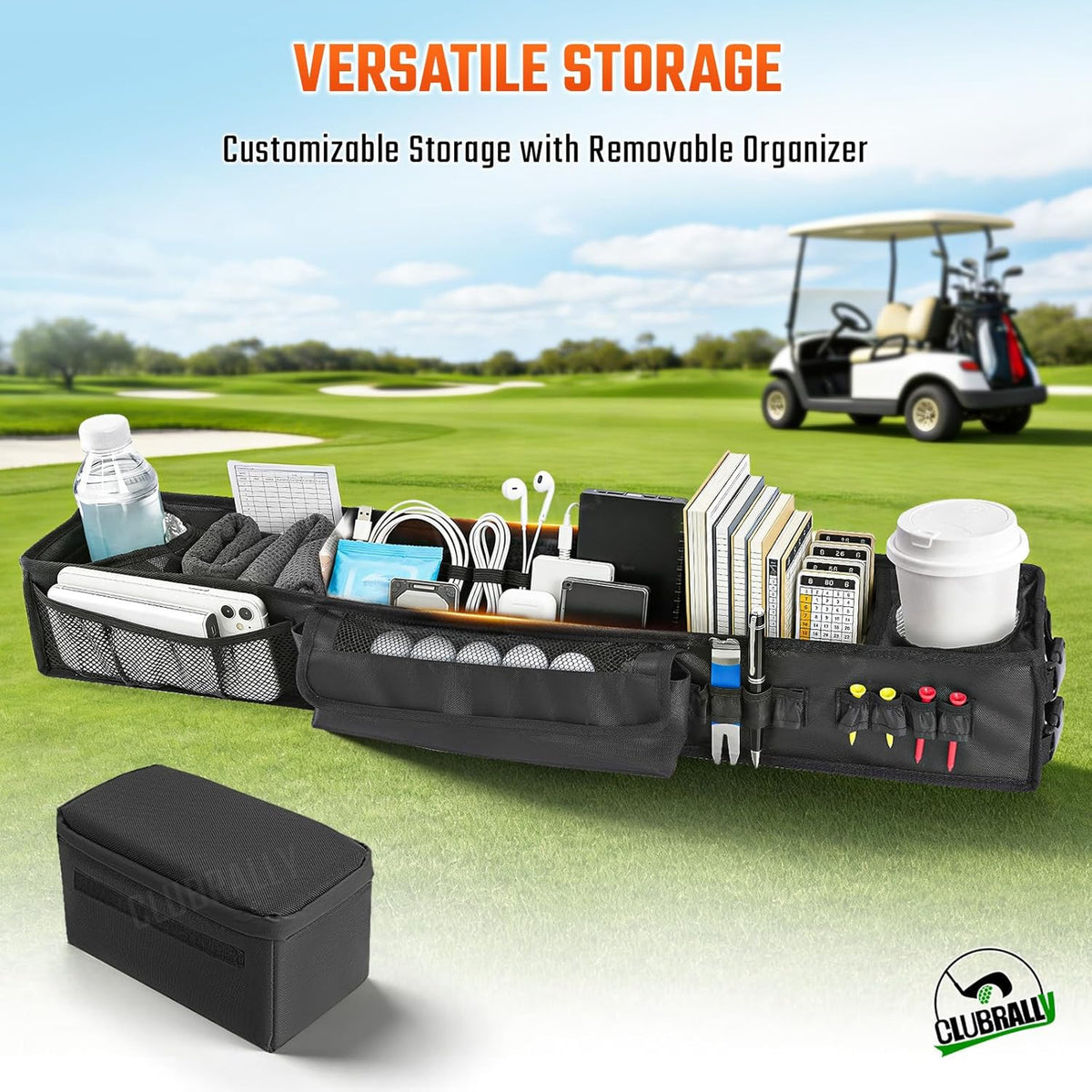 Golf Cart Front Storage Basket with Insulated Cooler for EZGO, Club Car, Yamaha