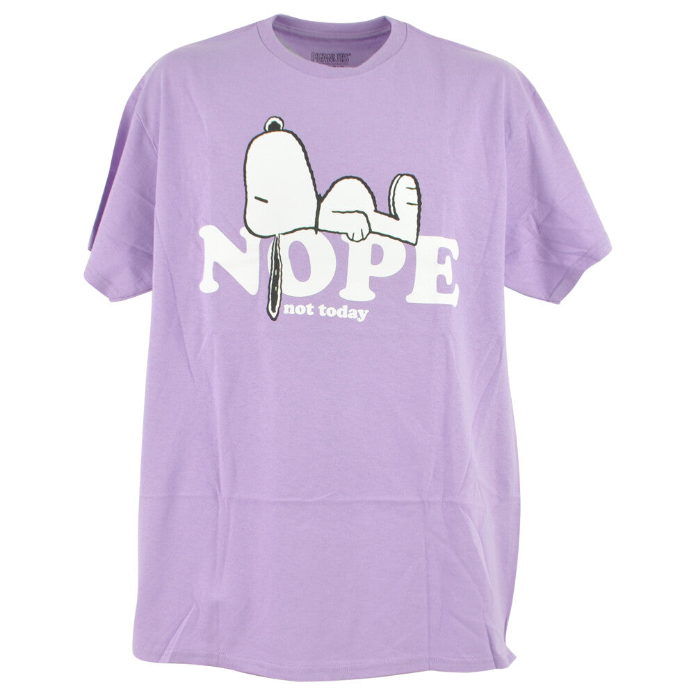 Peanuts Snoopy Not Today Purple Crew Neck T-Shirt for Adults
