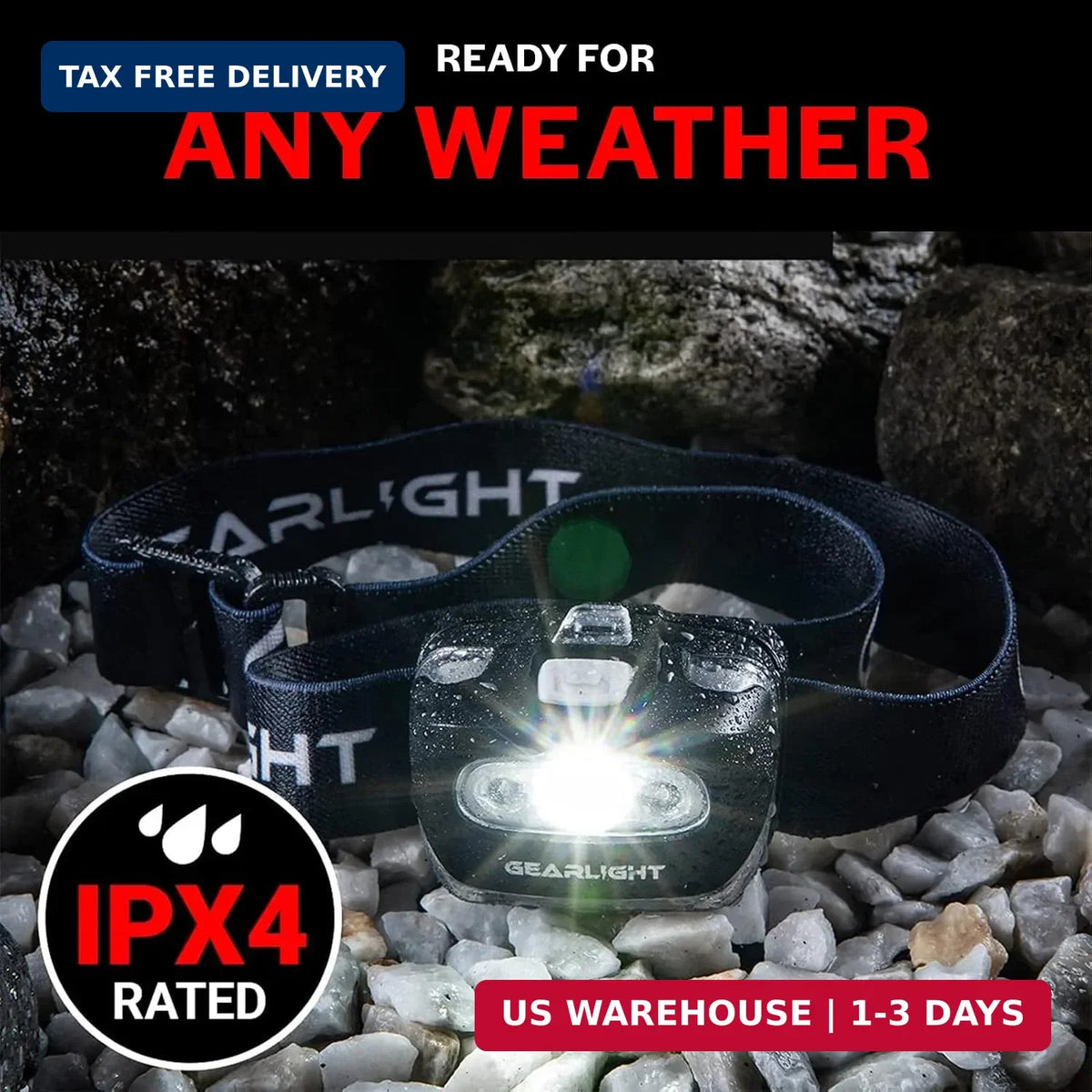 LED Headlamp 2-Pack Battery Powered with Red Light, Adjustable Tilt, Waterproof
