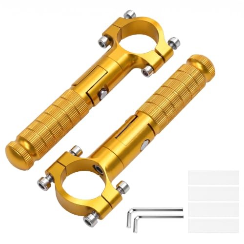 Gold Folding Motorcycle Footrest Pegs - 1.25 Inch Universal Fit