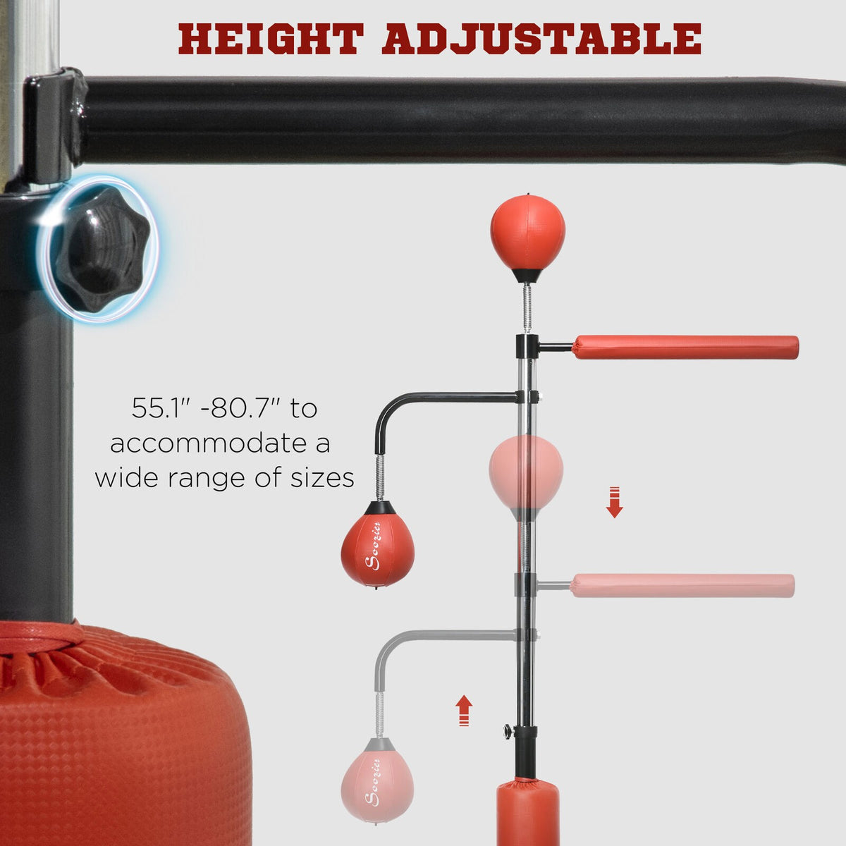 Freestanding Boxing Punching Bag with Reflex Bar Speed Balls Adjustable Stand