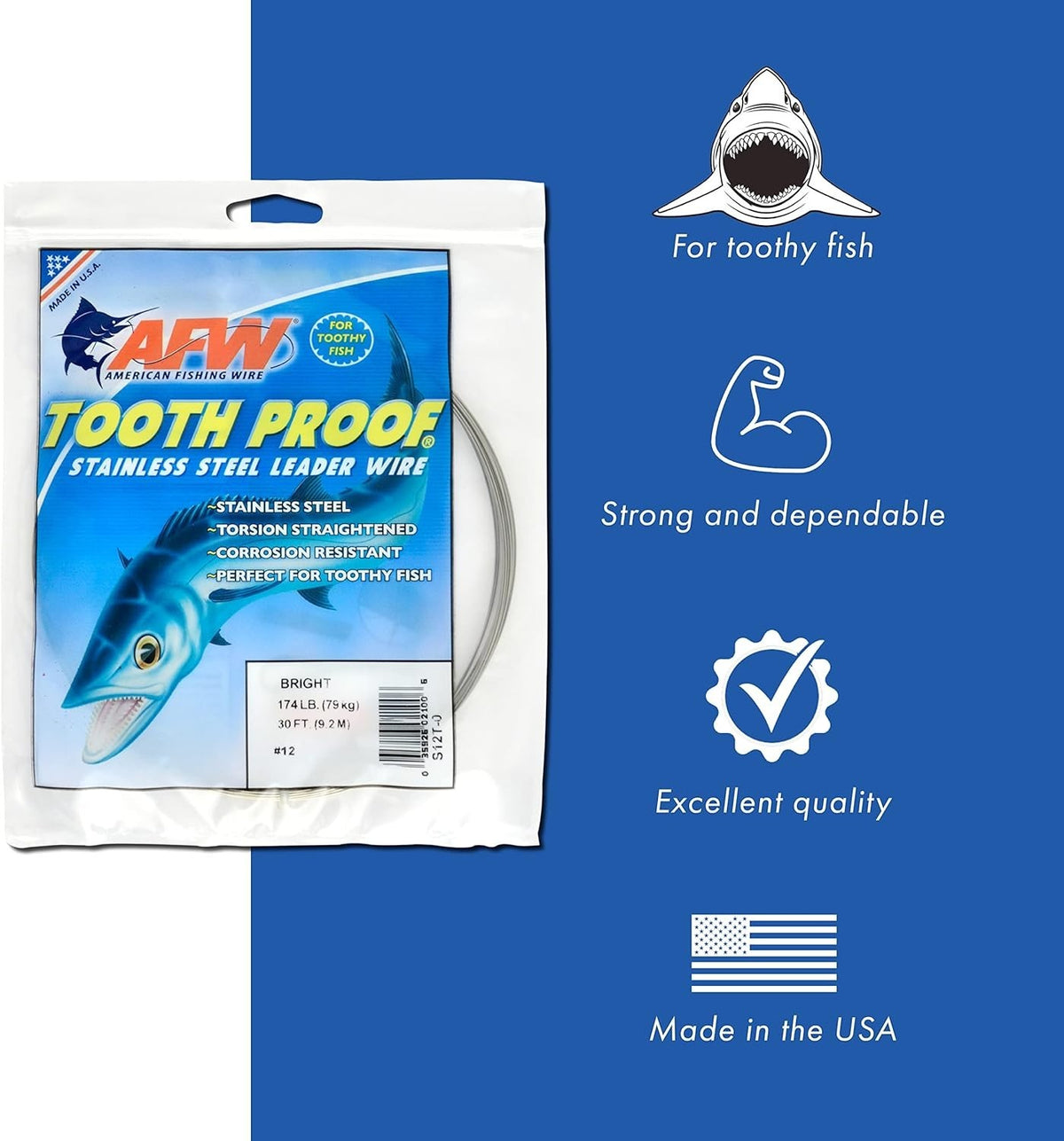 Carbon Coated Stainless Steel Fishing Leader Wire - 30ft, 105lb for Shark & Barracuda