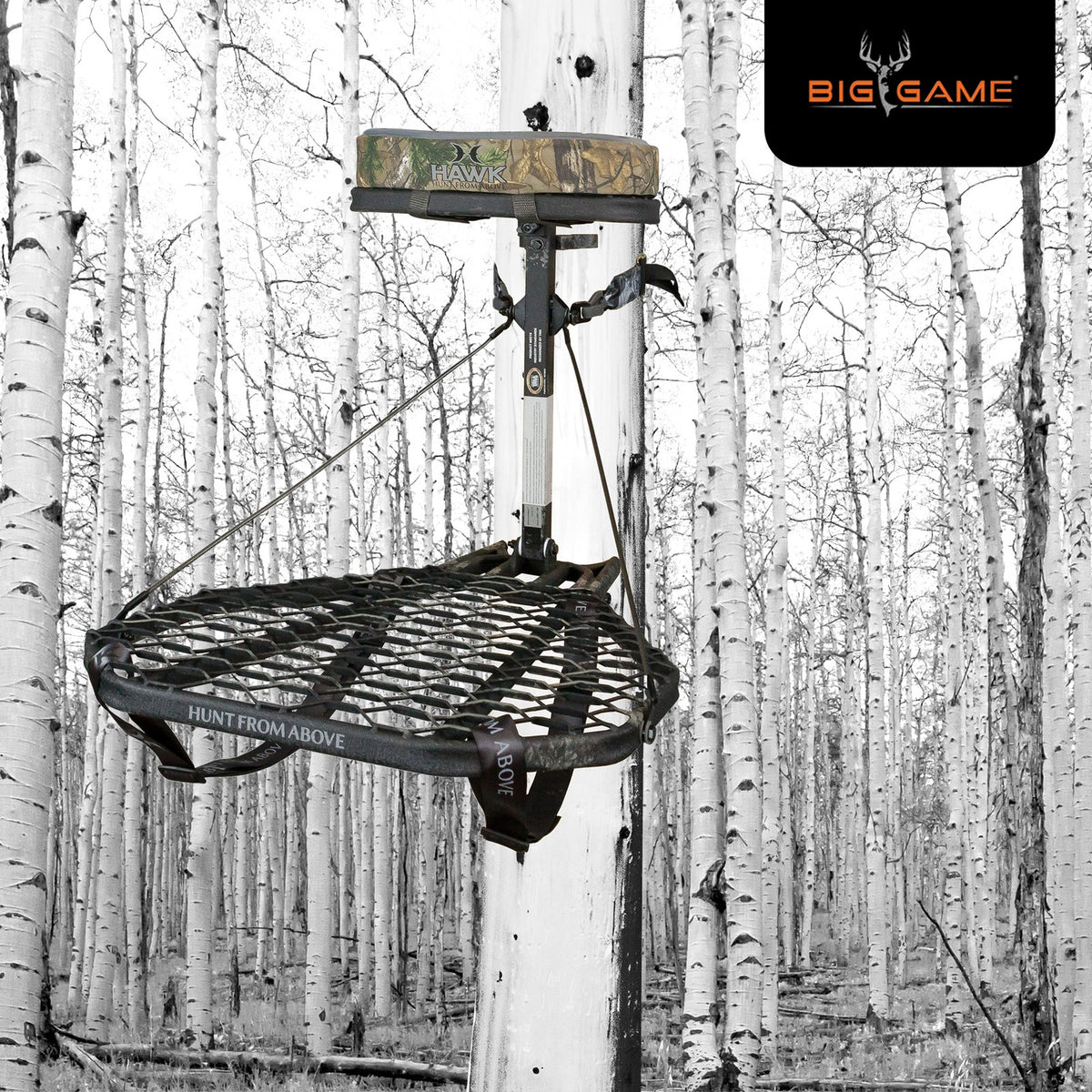 Hawk Mega Combat Hang-On Tree Stand with XL Saddle Platform for Hunting