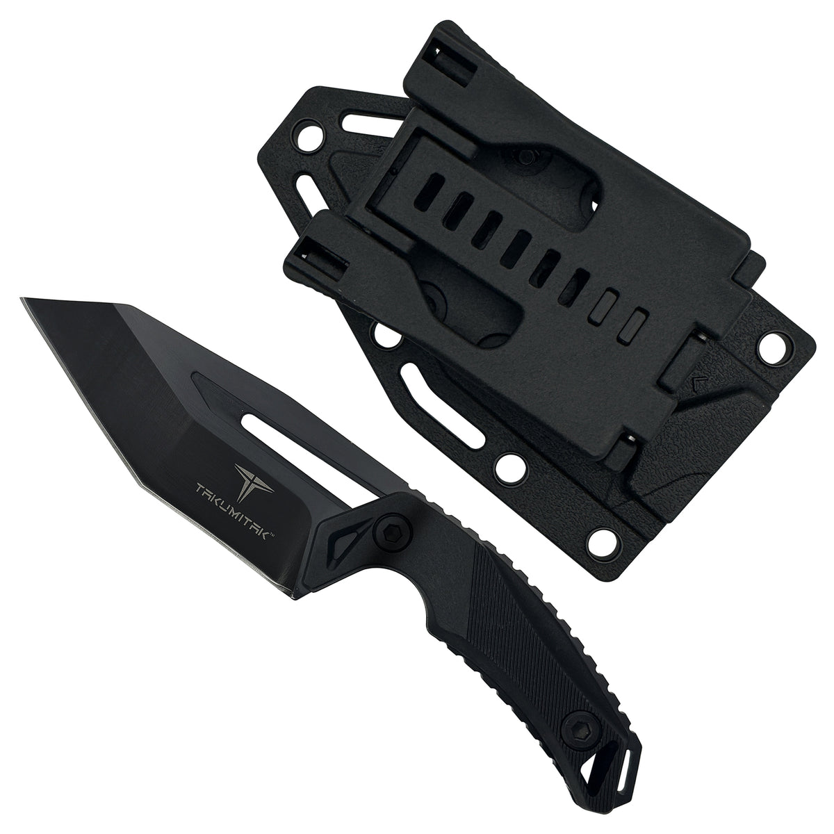 6.5-Inch Full Tang Tanto Fixed Blade Knife with MOLLE Webbing Clip