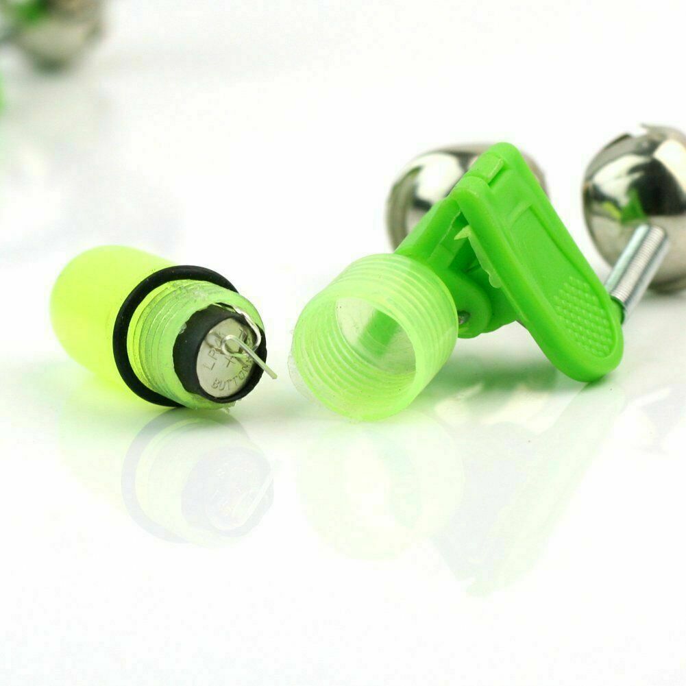 LED Night Fishing Bite Alarm Bells Set for Rod Tip Alert - Waterproof