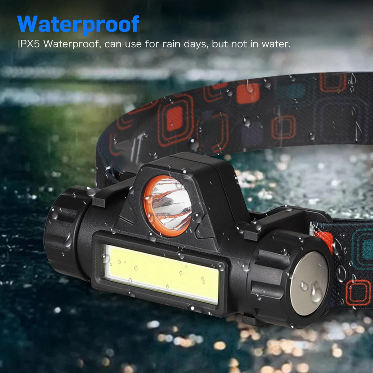 Rechargeable LED Headlamp Headlight Flashlight Waterproof 2 Pack