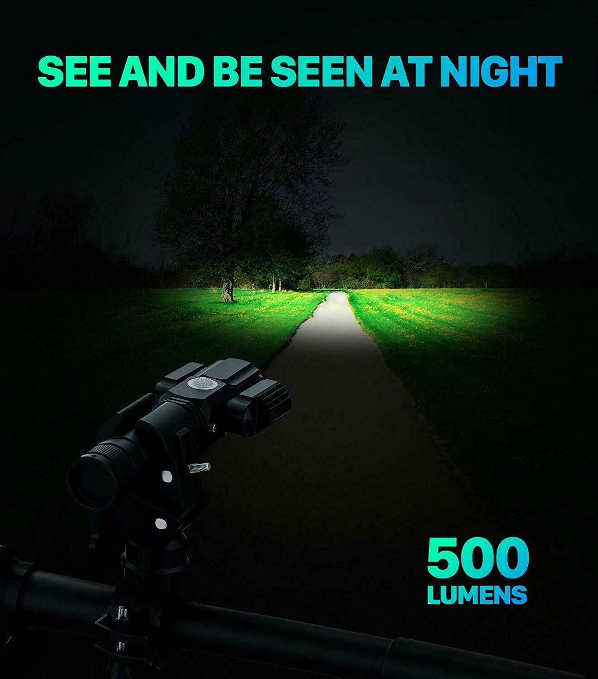 Rechargeable 500LM Bicycle Front & Rear LED Headlight Set with Zoomable & Swivel Features