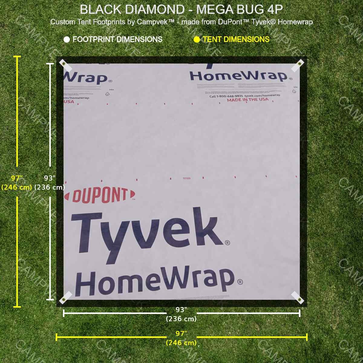 Tyvek Tent Footprint for Black Diamond Mega Bug 4P Camping Tent
