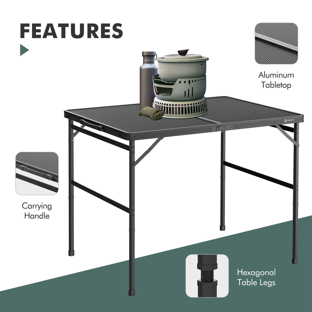 Portable Camping Table 3ft Folding Table Lightweight Outdoor Picnic Desk