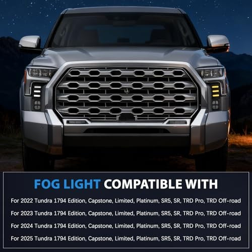 LED Fog Lights for Toyota Tundra 2022-2025 White Fog Lamp Bumper Replacement