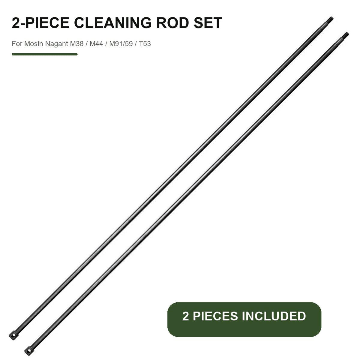 17.5-Inch Steel Cleaning Rods for Mosin Nagant Rifles - 2 Pack