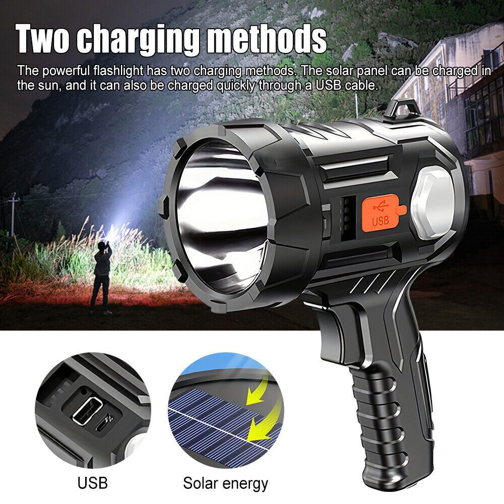 High-Power Rechargeable LED Spotlight 9 Million Lumens Handheld Flashlight