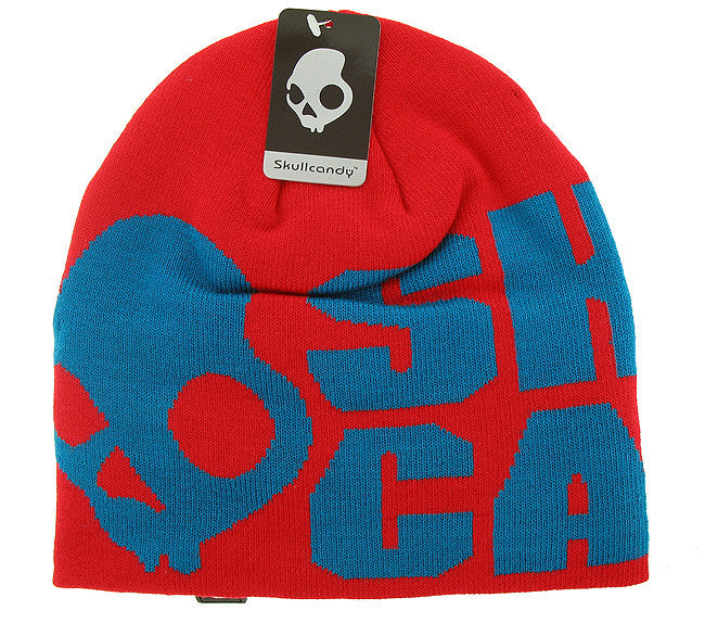 Skullcandy Atlas Audio Beanie Hat with Speakers - Cherry Red & Turquoise Blue