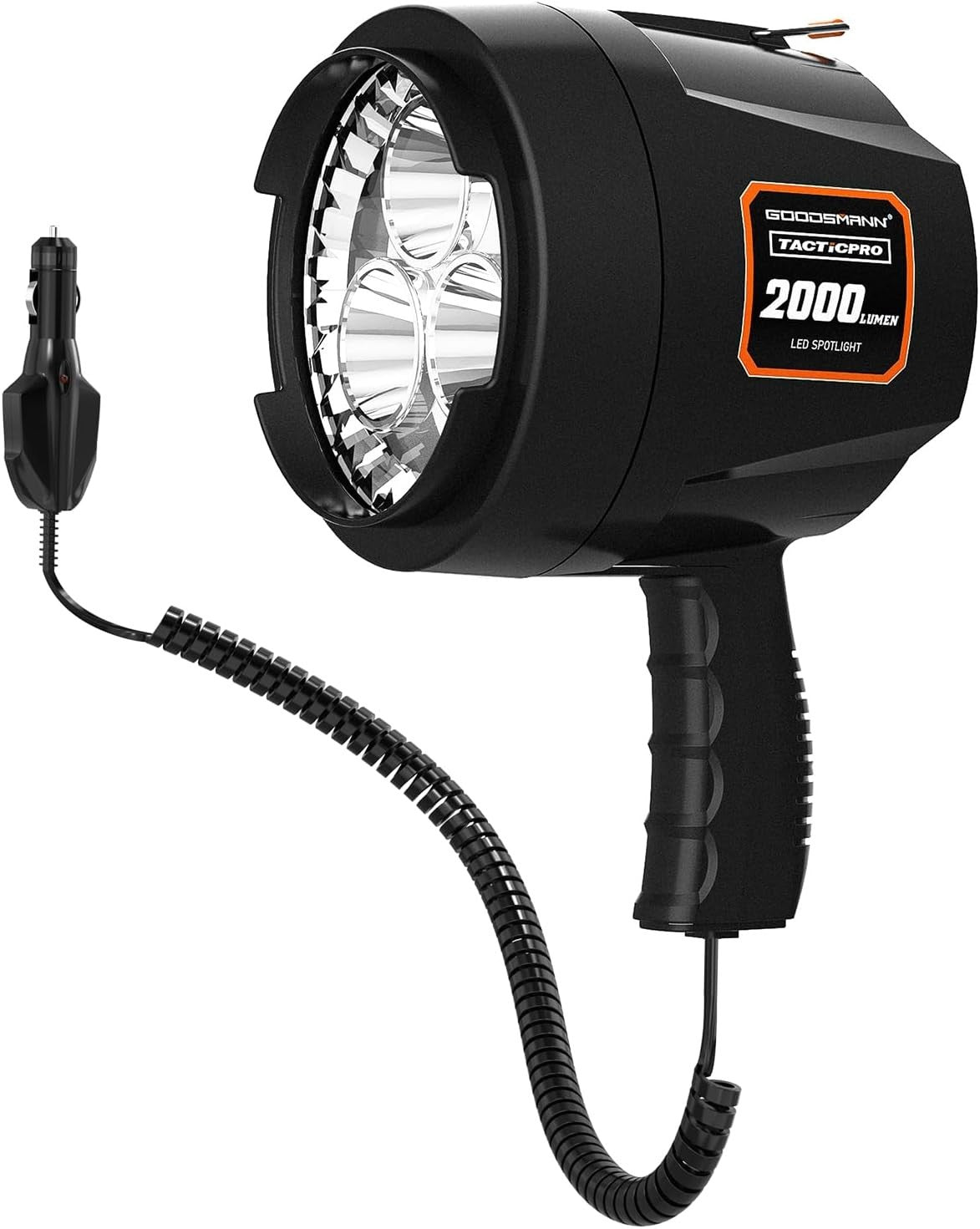 12V LED Handheld Spotlight with 2000 Lumens for Boat Camping Hunting