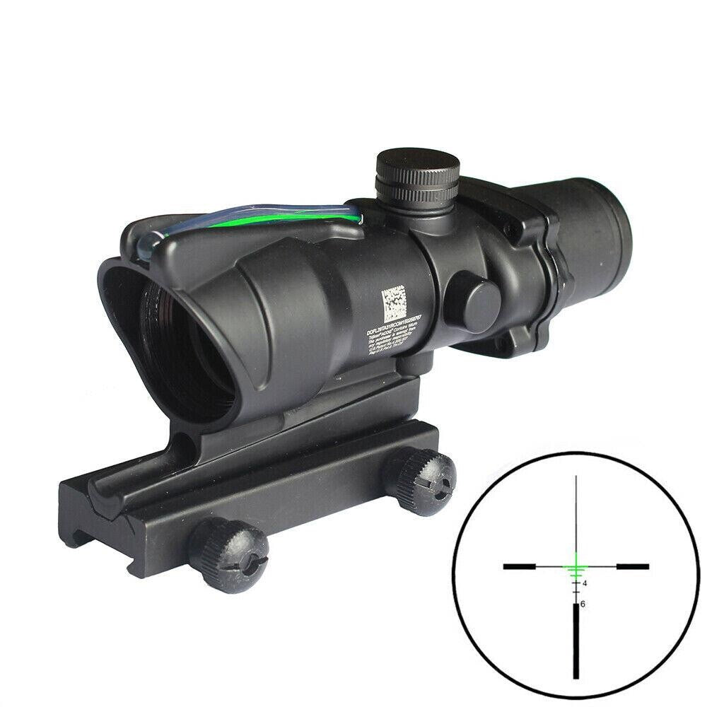 4x32 Fiber Optic Green Crosshair Scope for Rifles, Compatible with Rails