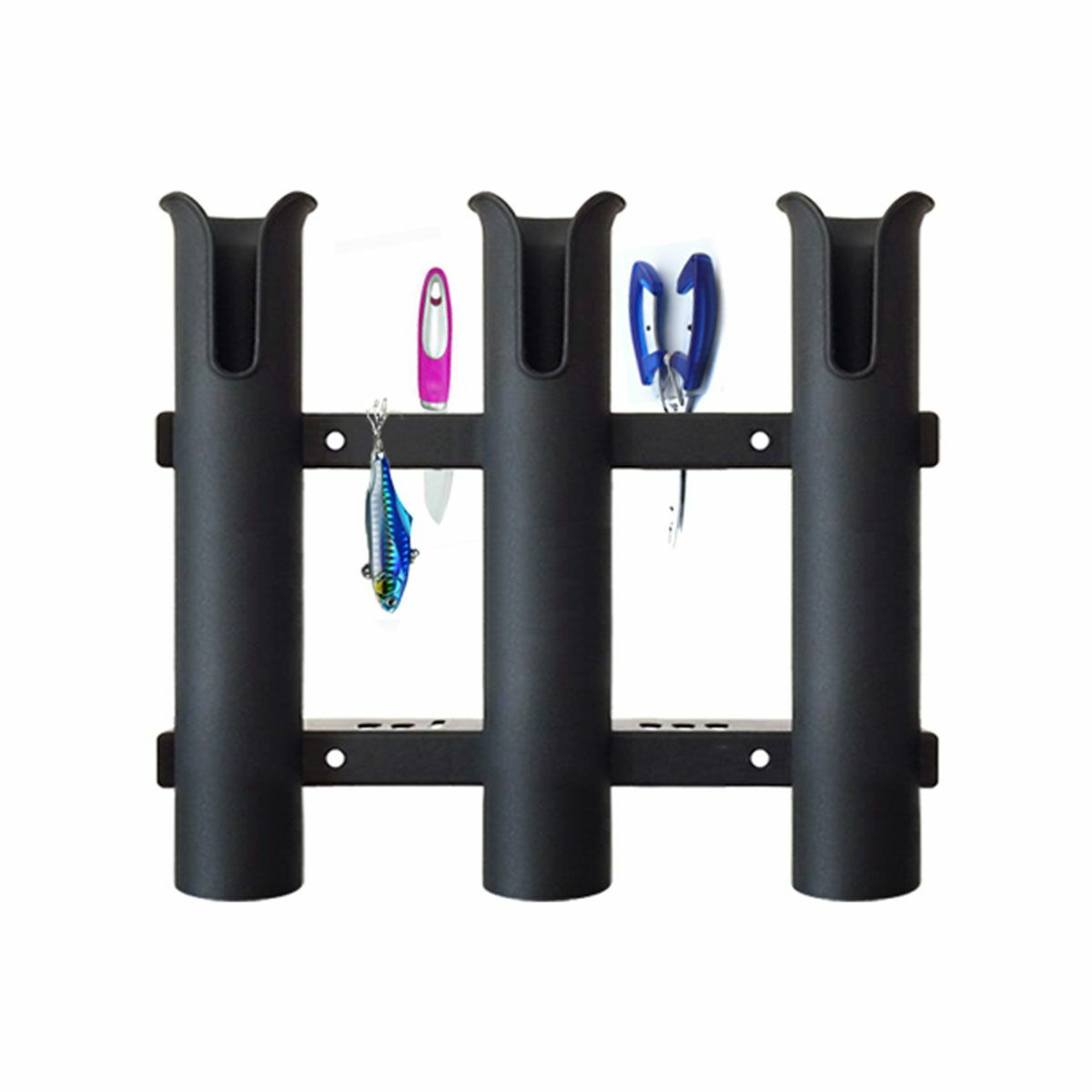 3 Tube Plastic Fishing Rod Holder Rack for Boat Car RV with Tool Slots