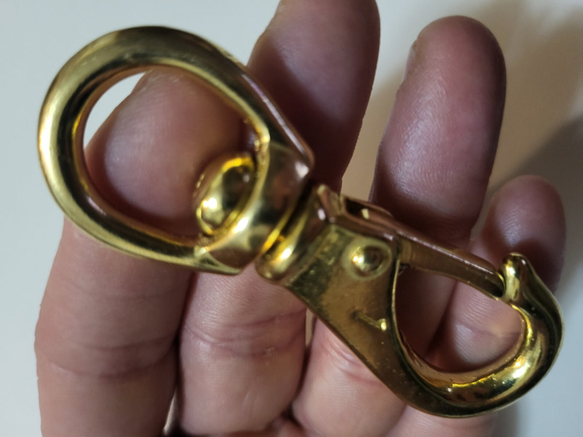Solid Brass Swivel Snap Hook with Wide Mouth - Corrosion Resistant, 3/4 Inch Eye for Outdoor & Fishing
