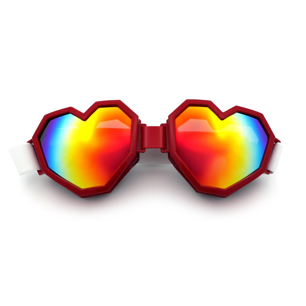 Heart Shaped Goggle Sunglasses with Mirror Lenses - Festival & Cosplay Accessory