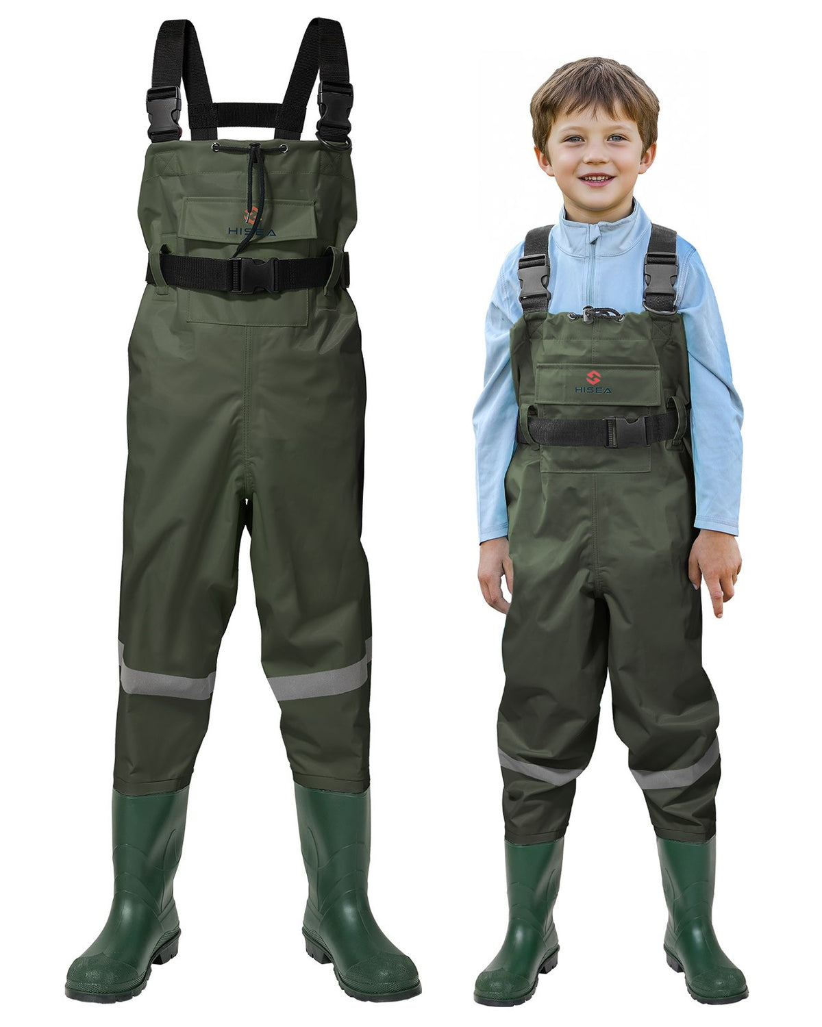 Kids Waterproof Chest Waders for Hunting & Fishing - Nylon 2-Ply PVC