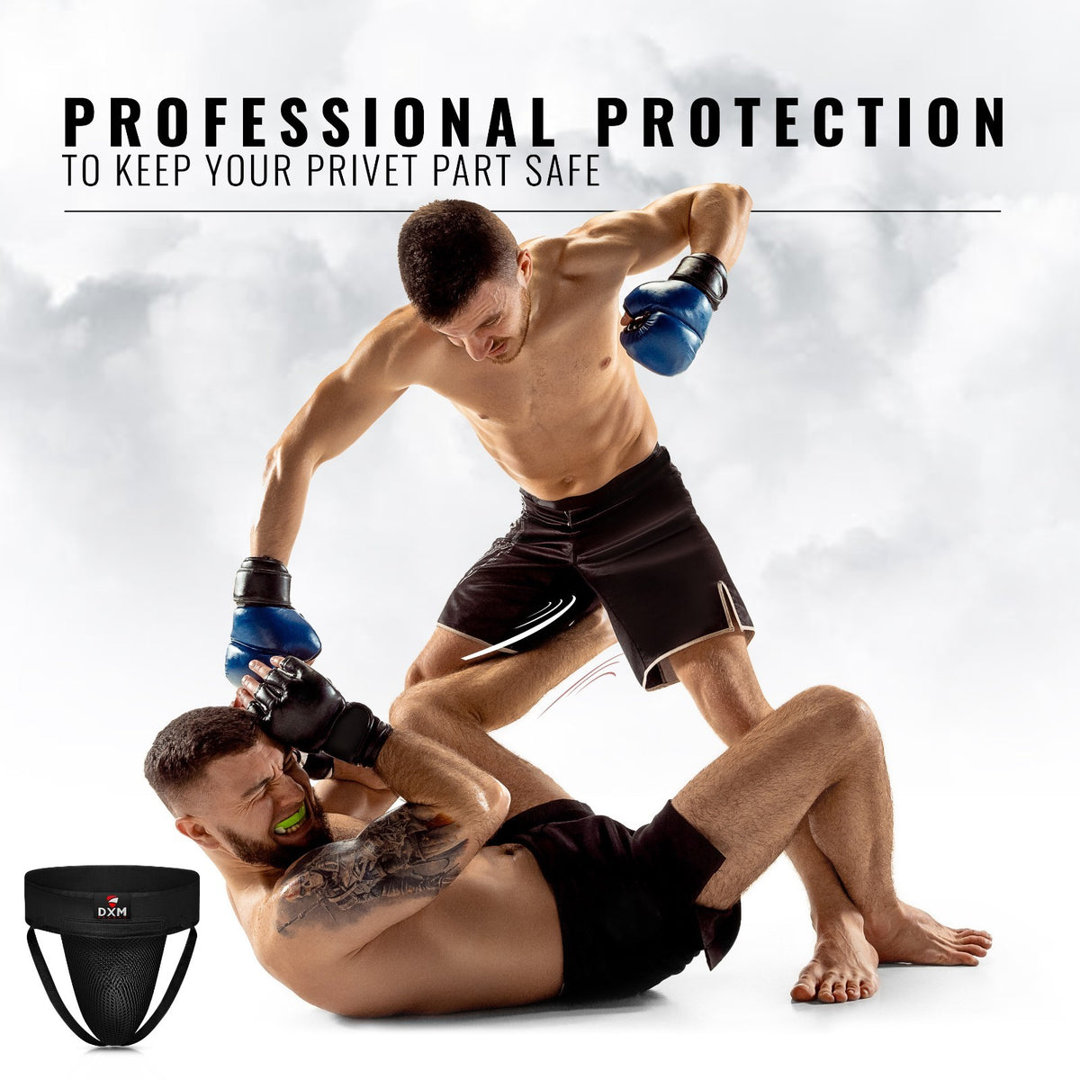 Boxing Groin Protector with Removable Gel Cup - Black/White Mesh