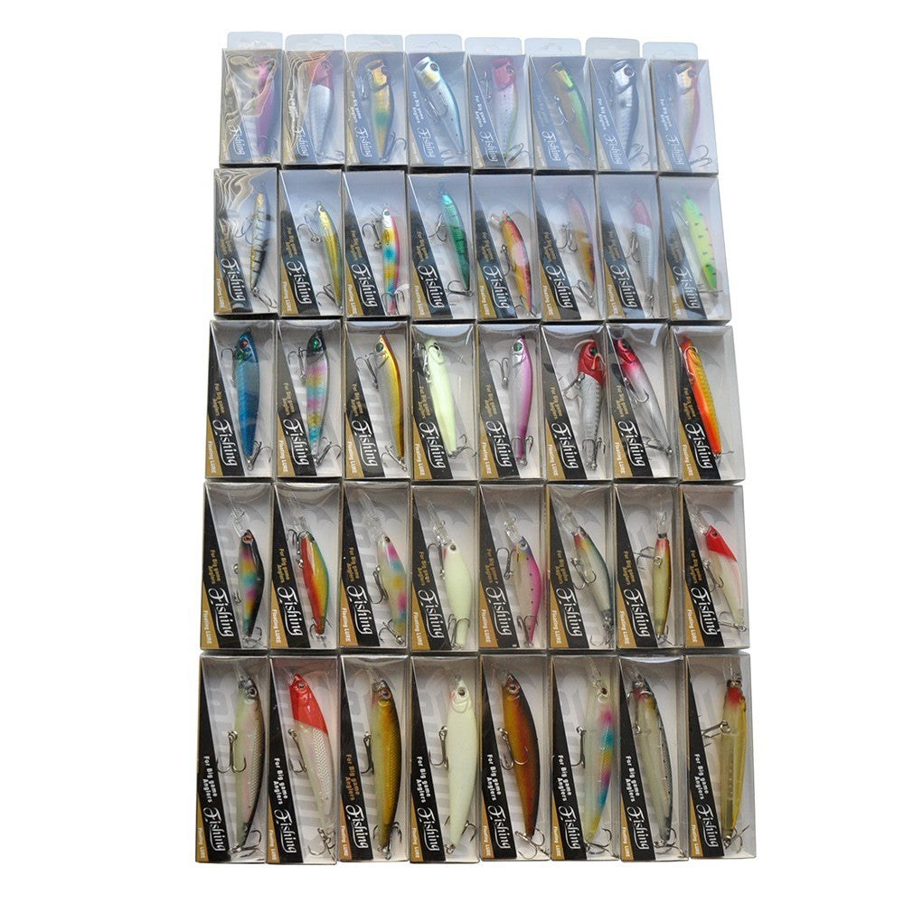 40pcs Hard Fishing Lures Set with Box - Crankbaits, Poppers, Minnows & Pencil Baits