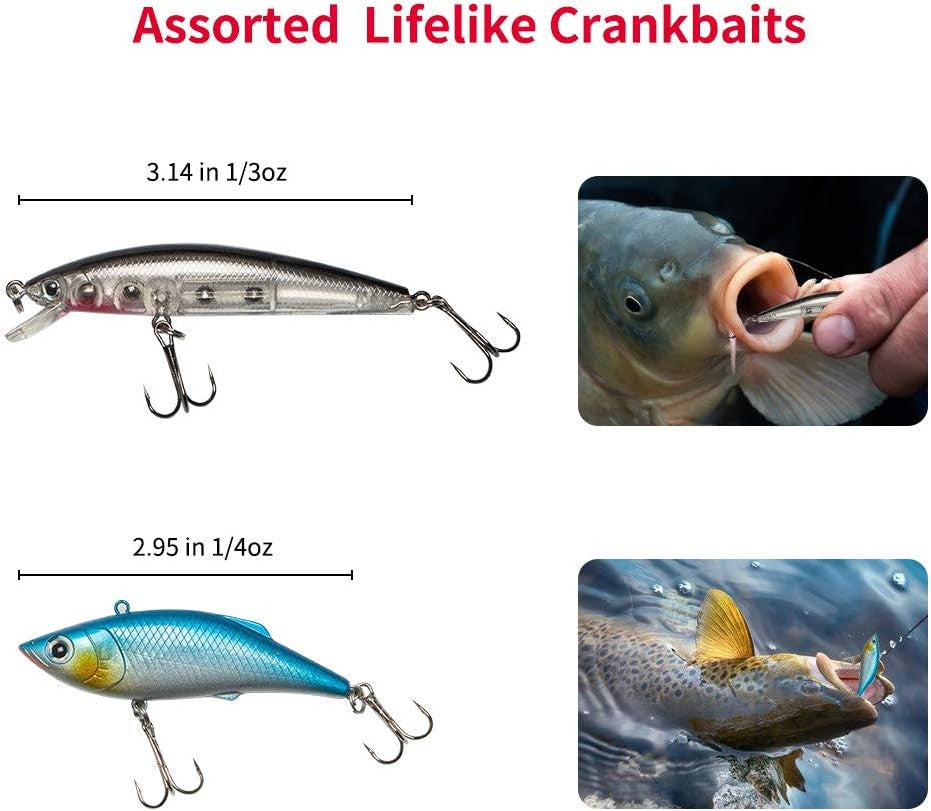 Fishing Lures Kit for Freshwater & Saltwater Bass Trout Salmon Tackle Set