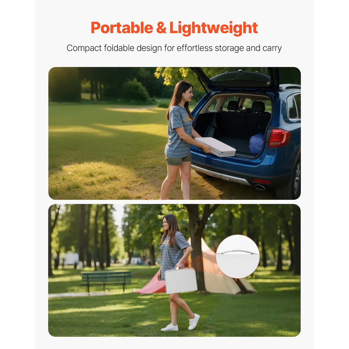 2ft Foldable Aluminum Camping Table with Adjustable Height for Outdoor Use