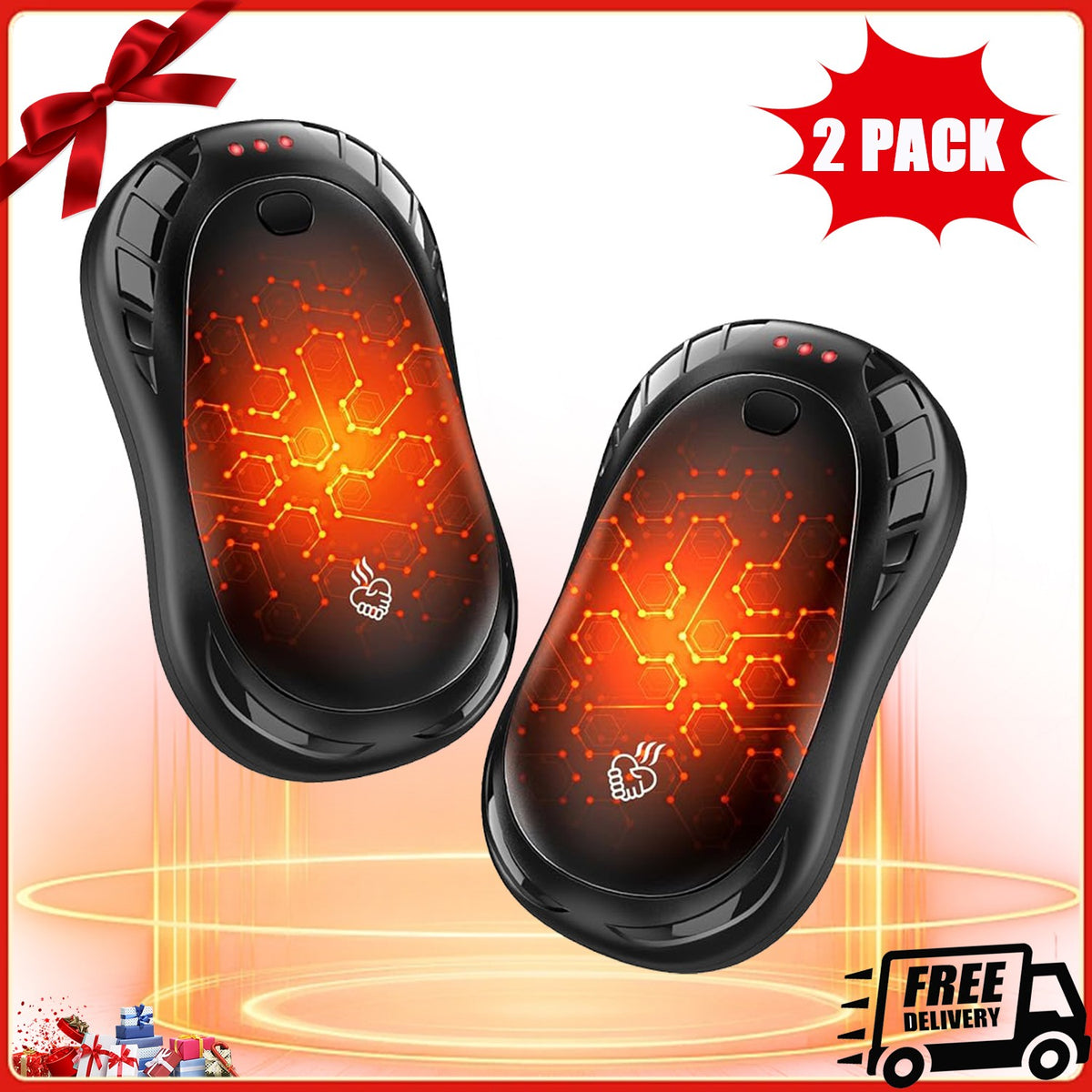 Rechargeable Electric Hand Warmers 2 Pack Portable Fast Heating Winter Gloves