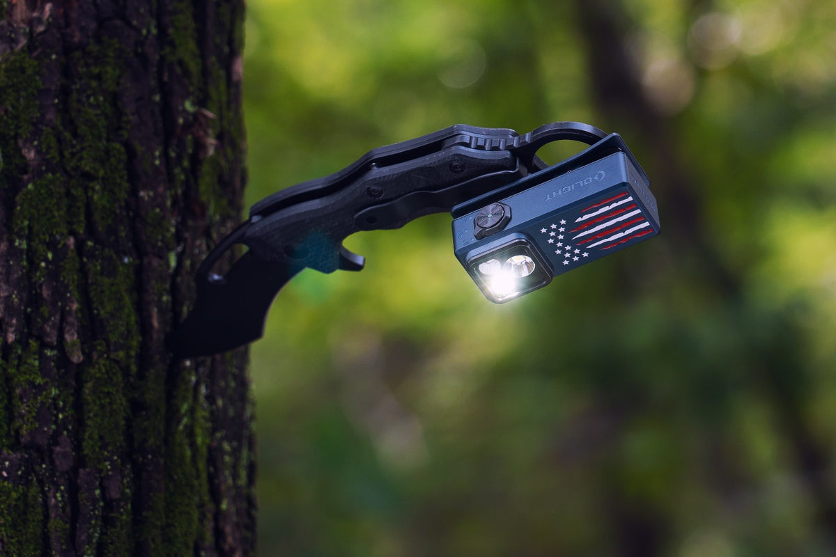 Olight Clip-On Flashlight with Flood, Spot, UV Modes - Stars & Stripes Edition