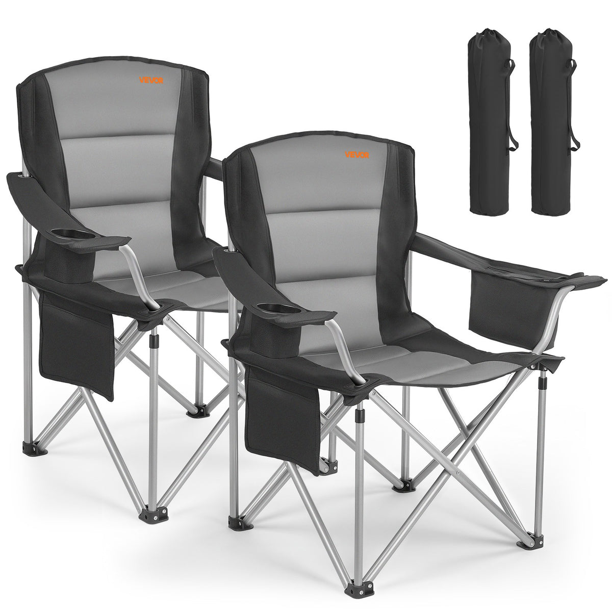 Oversized Camping Chair Set with Cup Holder and Cooler Bag - 2 Pack