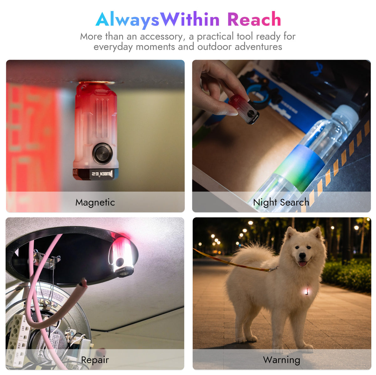 Rechargeable Mini Keychain Flashlight 150LM Waterproof RGB Magnetic LED