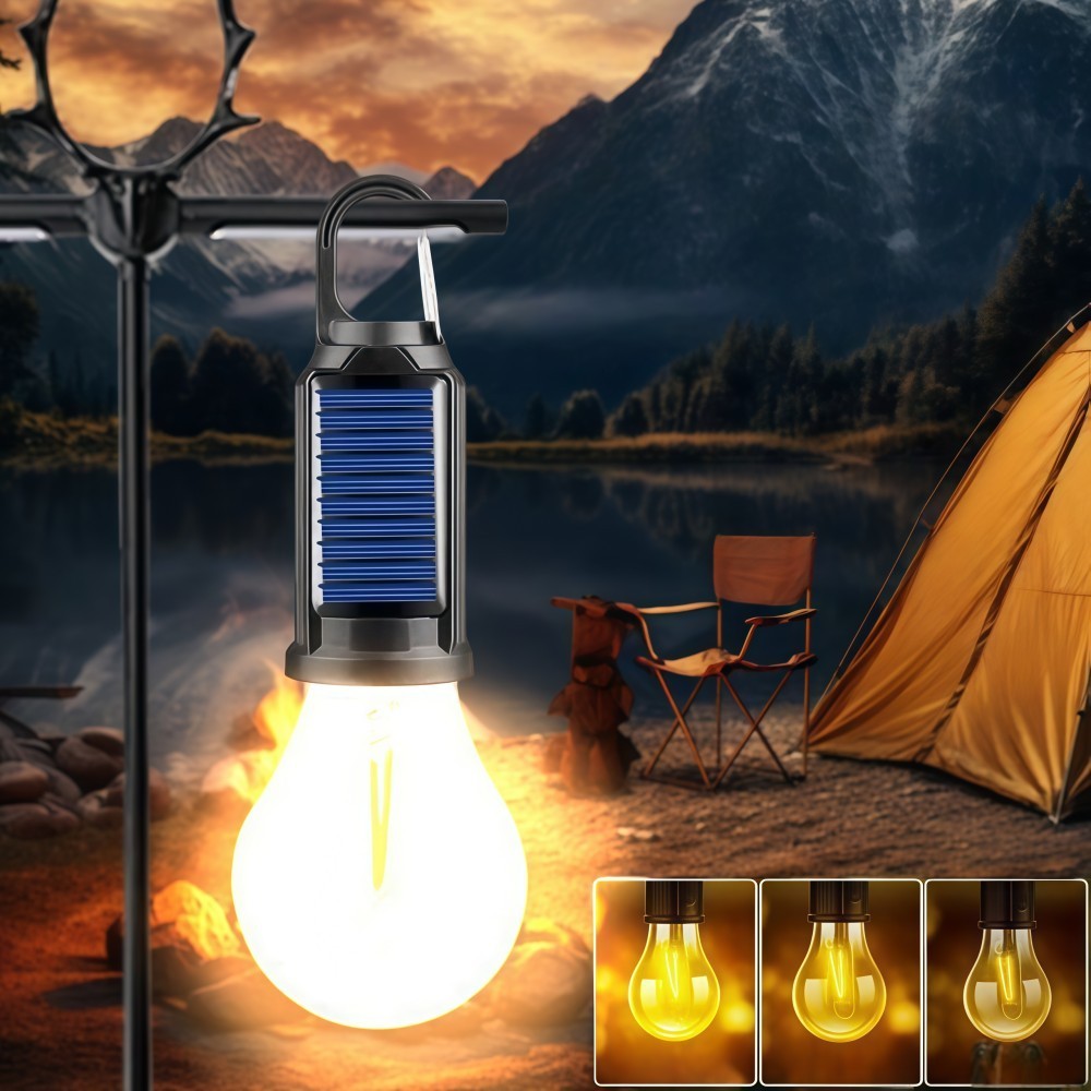4 Pack Solar LED Camping Tent Lanterns with USB Charging & Clip Hooks