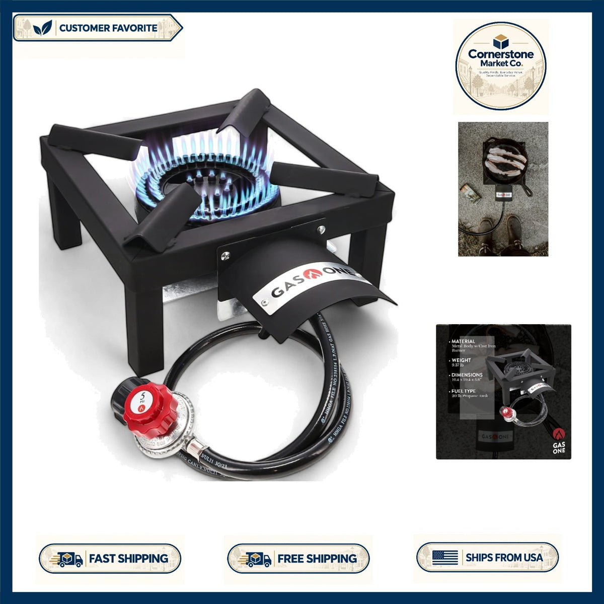 Portable Single Burner Propane Stove for Outdoor Cooking & Boils