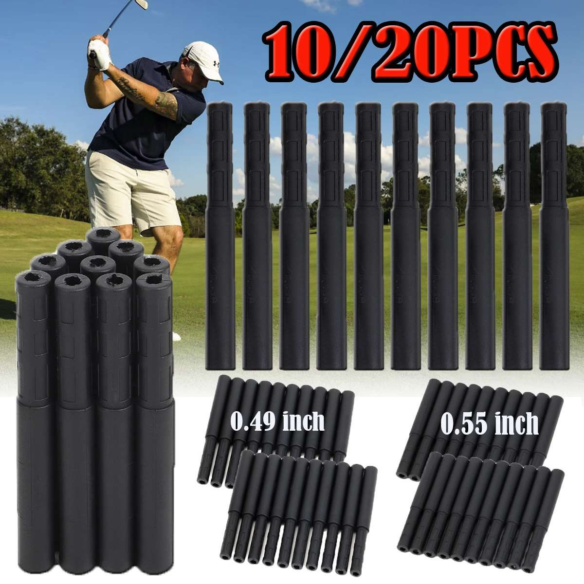 Golf Club Shaft Extensions Rods Set - Carbon Fiber, Adjustable, 10/20 Pack