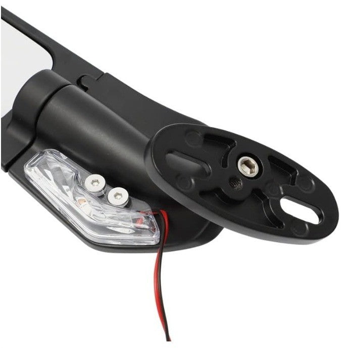Motorcycle Winglet Mirrors with LED Turn Signals Matte Black Adjustable Pair