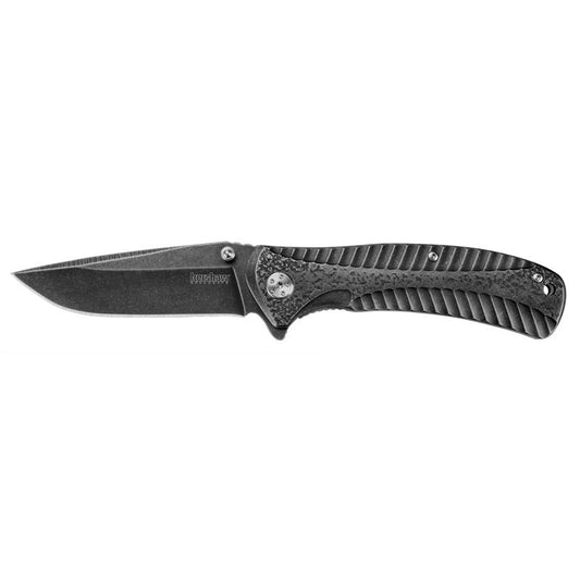 Assisted Folding Knife with 3.4-Inch Plain Edge Blade, BlackWash Finish