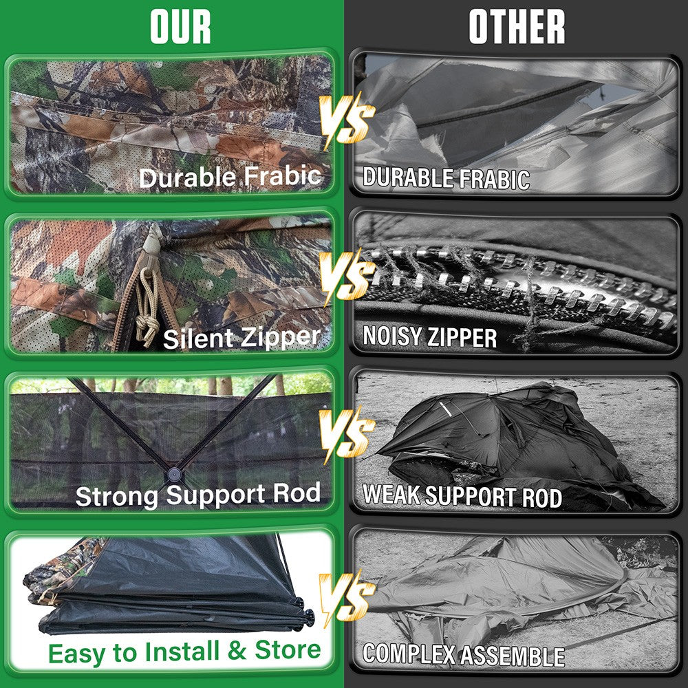 Portable Pop-Up 270° Mesh Ground Blind for Deer & Turkey Hunting