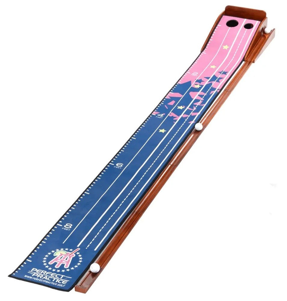 Golf Putting Mat with Auto Ball Return and Training Lines - 9.6 Ft