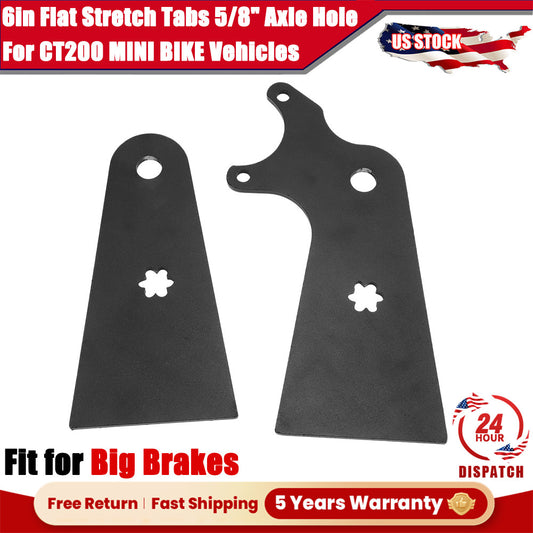 6in Flat Stretch Brake Tabs for Mini Bike Axle 5/8 Inch - Heavy Duty Iron Set