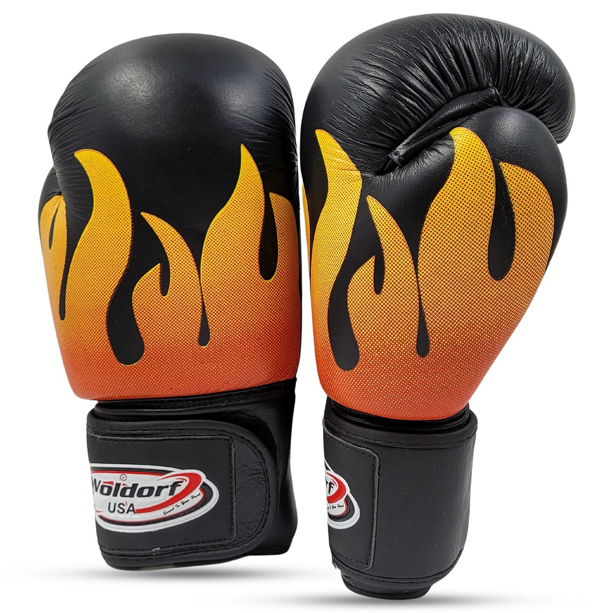 Genuine Leather Boxing Gloves MMA Sparring Gloves with Flame Design - Unisex