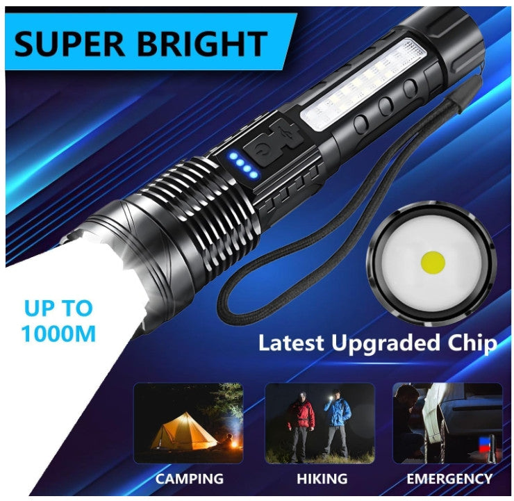 Super Bright Rechargeable LED Flashlight 90,000 Lumens, 7 Modes, Waterproof - 2 Pack