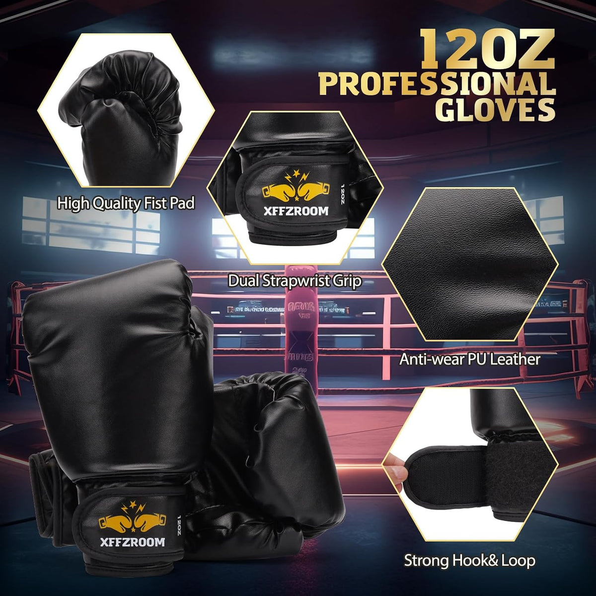 4Ft PU Leather Heavy Boxing Punching Bag Set with Gloves & Accessories