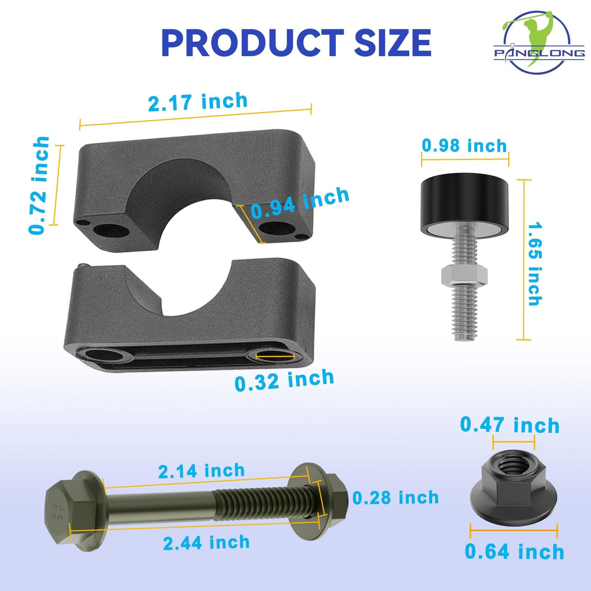Golf Cart Brake Block Mounting Kit with Screws and Nuts - Black