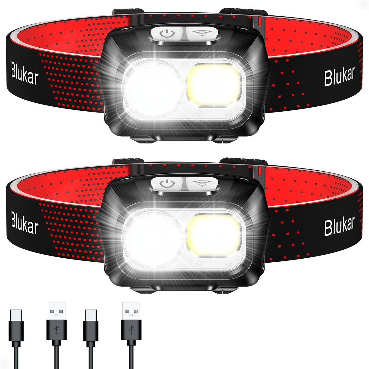 Rechargeable LED Headlamp 2000 Lumens Waterproof Dimmable Headlight