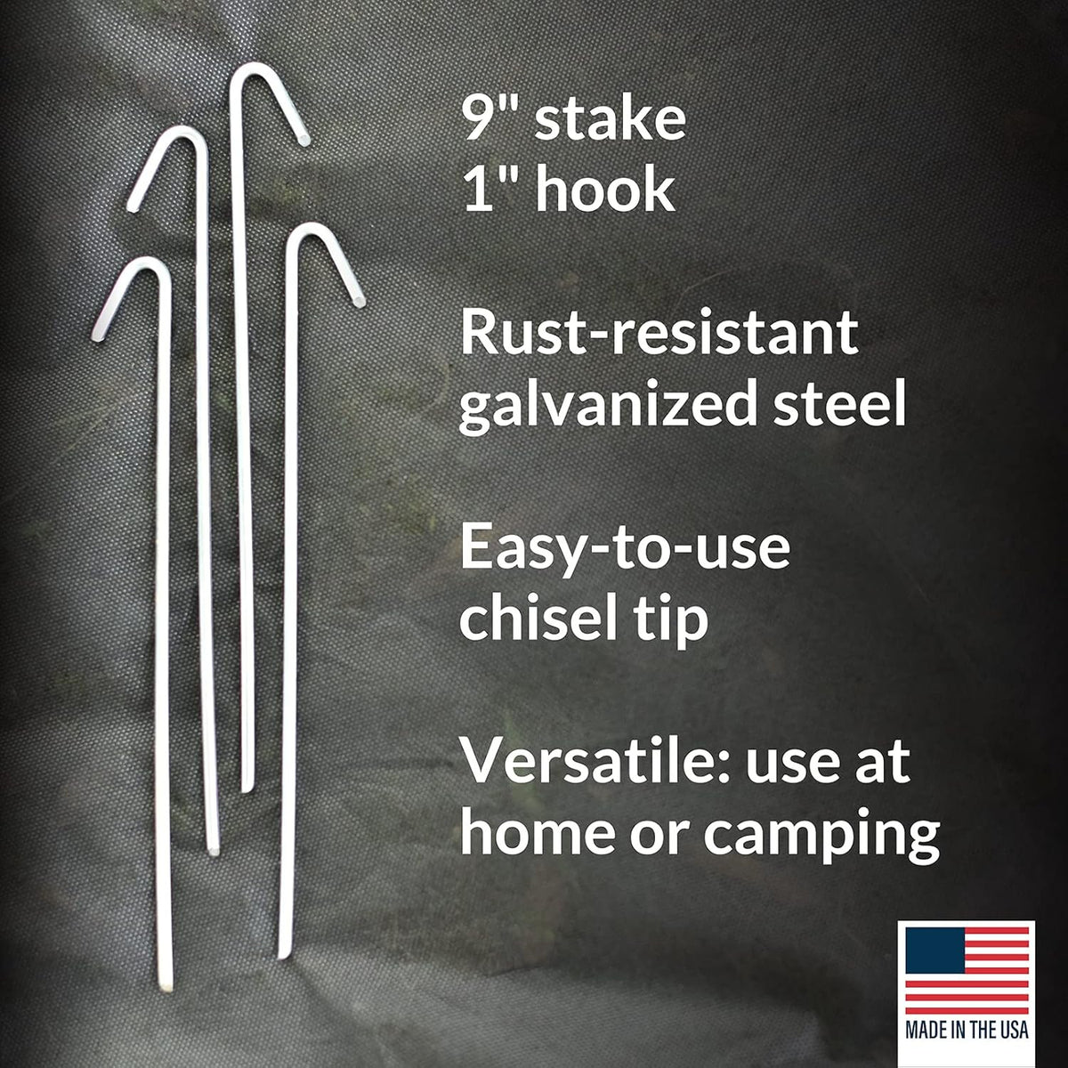 30 Pack Metal Tent Stakes 9 Inches Long for Camping & Gardening