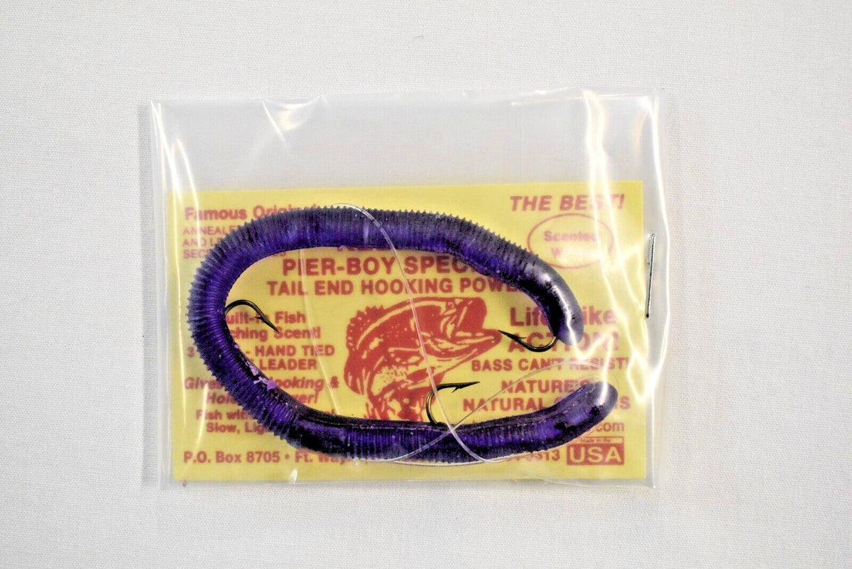 Kelly's Bass Worms Pier Boy Special Purple Wild Grape 6-Pack for Bass & Panfish