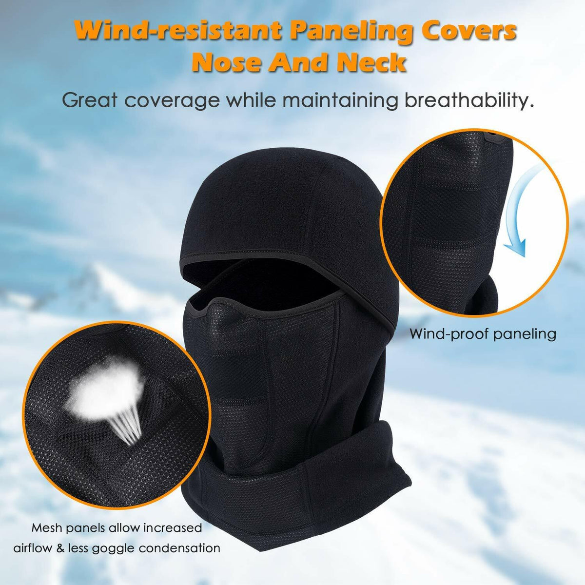 Winter Motorcycle Balaclava Face Cover Windproof Fleece Mask