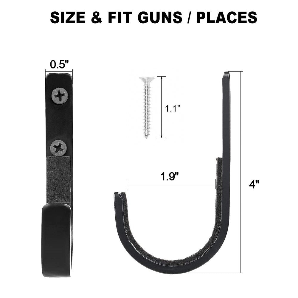 Wall Mount Gun Rack with Felt-Lined Hooks for Shotguns Rifles and Archery Bows