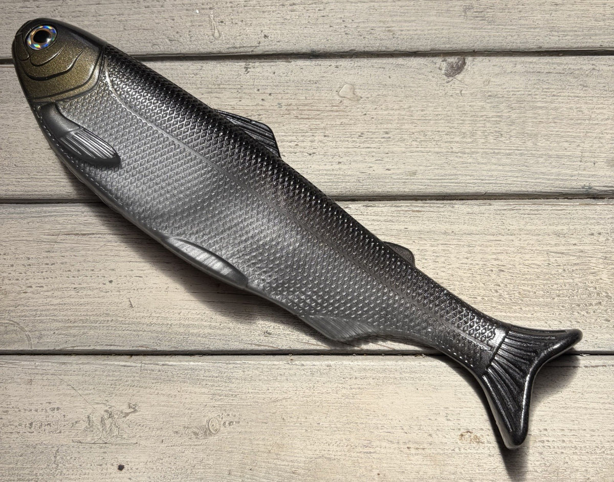 10-Inch Weedless Swimbait - Dark Gizzard Shad Soft Plastic Fishing Lure